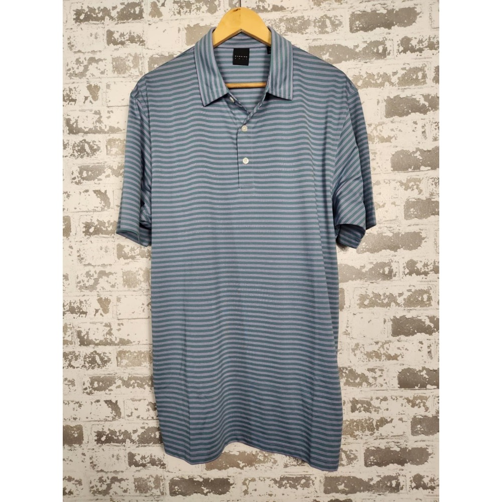 Dunning Golf Polo Shirt Striped‎ XL Purple Green Moisture-wicking